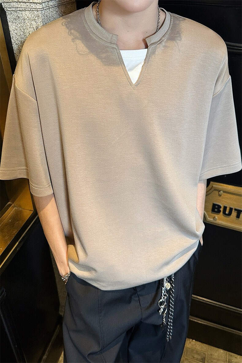 8XL-M特大码短袖男假两件五分袖高品质空气层宽松上衣DX321P35,男装T恤,电商D206-1