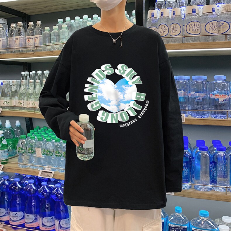 ！秋季打底衫男卫衣男潮流圆领纯棉长袖T恤男CX296-P25，男装T恤，电商B371