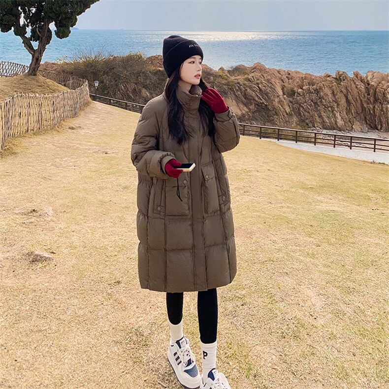 2023年冬季纯色中长款90白鸭绒羽绒服B190-82239-P330-K498,女装羽绒服,一九零