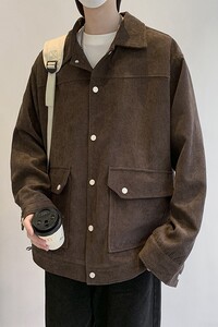 灯芯绒外套男款春秋季新款美式潮衣服工装夹克休闲上衣 jk555-P70图片