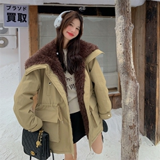 新款现！羊羔毛拼接派克服羽绒服工装外套2C133-6001-P275-K408，女装派克服，2C133