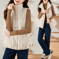 2022冬季新款羽绒服马甲立领加厚90白鸭绒休闲款拉链，女装羽绒服，蝶眷