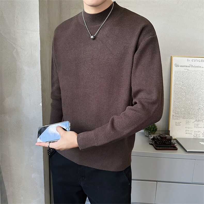 店主风秋季新款半高领毛衣针织衫男上衣加厚打底衫B338-6231-P65,男装T恤,电商B338