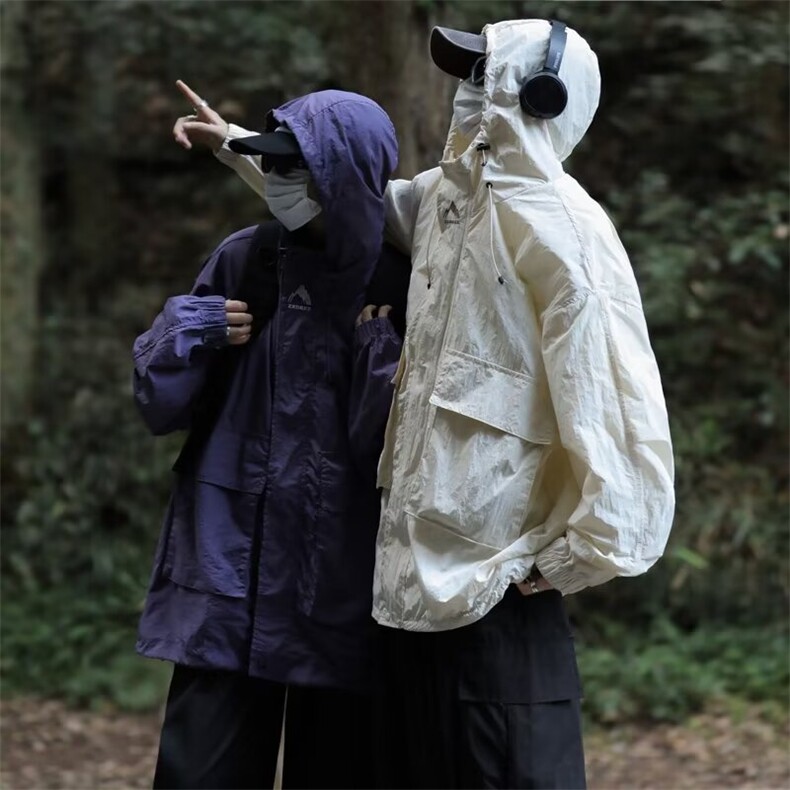 防晒衣男夏季薄款痞帅户外机能冲锋衣美式高街连帽夹克SY122-P40,男装防晒衣,星座1001-1