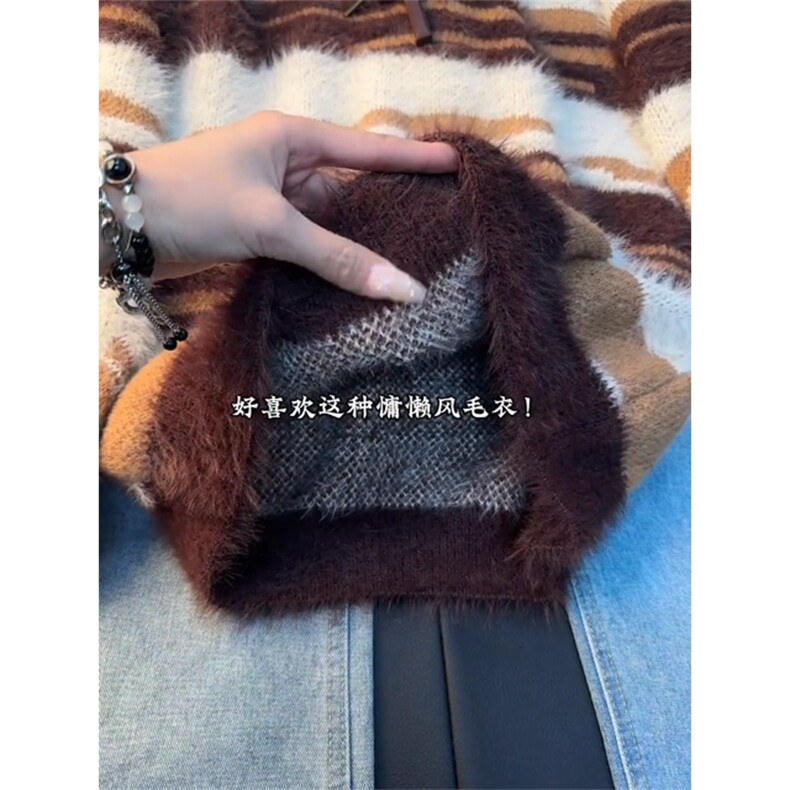 条纹软糯针织衫男款秋冬高级感慵懒风重磅情侣毛线衣LZ100-P58,男装针织衫/毛衣,星座1008