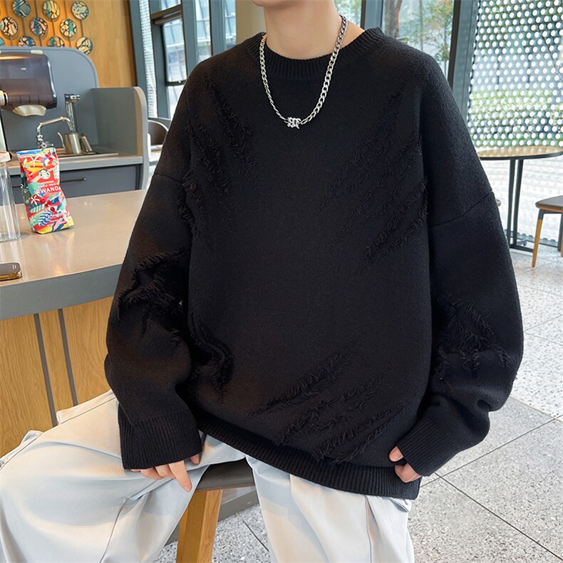 秋冬新款休闲毛衣男长袖抓痕针织衫港风宽松打底衫MY802-特P58,男装针织衫/毛衣,星座210-1