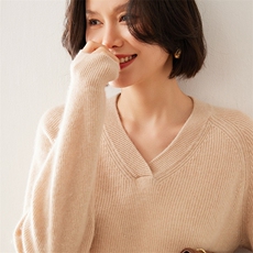 2025秋季新款女士V领长袖35%羊绒衫，女装羊绒衫，澳煜绒