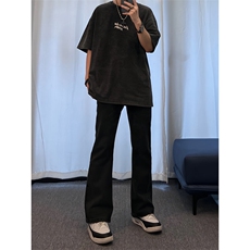 高街vibe纯色牛仔裤男款夏季修身直筒弹力微喇叭裤控价68，男装牛仔裤，星座310A-4