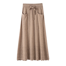 2023秋冬新款羊毛材质纯色带兜下摆花型半身裙针织裙女，女装半身裙，赛冬羊绒