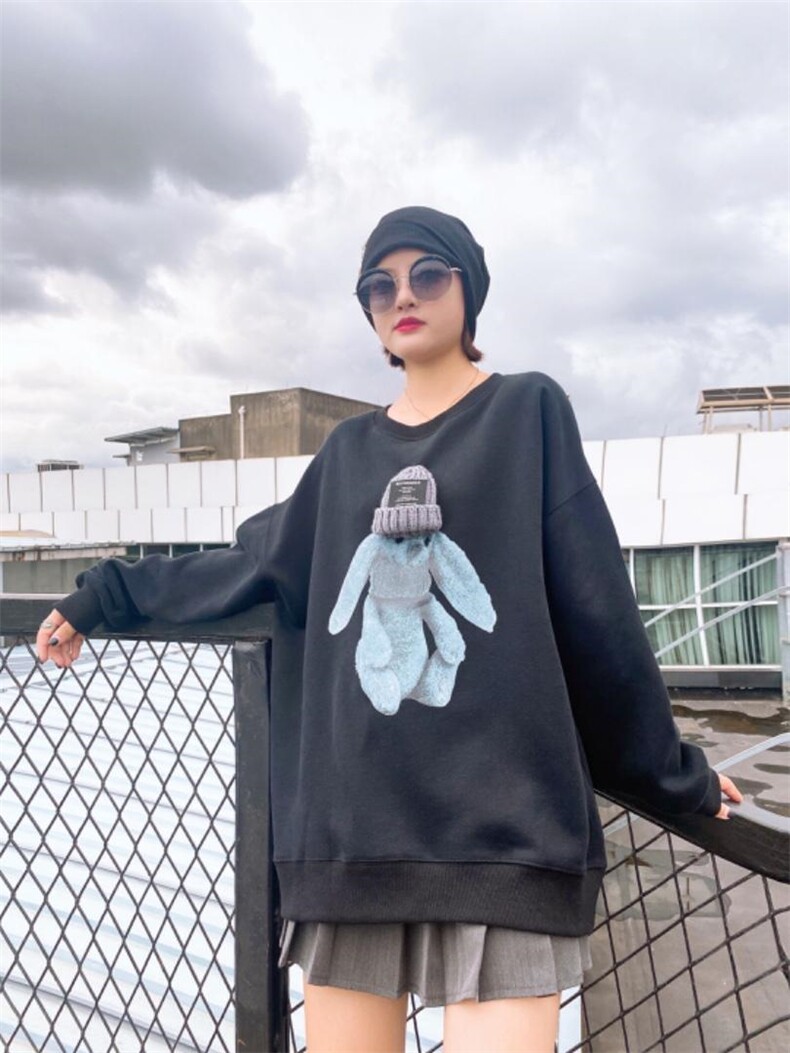 现货2021秋季新款长袖复合简约百搭卫衣，女装卫衣/绒衫，OGENI 欧葛妮