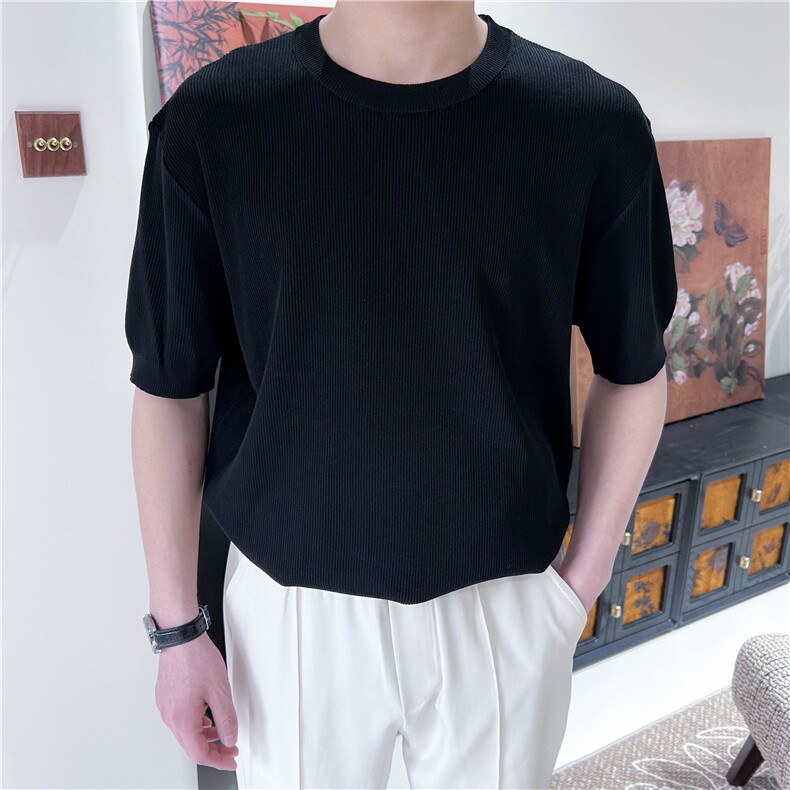 夏季冰丝针织衫男宽松短袖圆领套头A9215-P45,男装针织衫/毛衣,星座1012-1