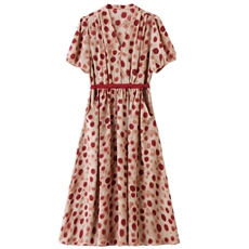 波点印花连衣裙女夏季2025新款高端洋气时尚淑女气质减龄法式裙子，女装连衣裙，魅丽静蓝