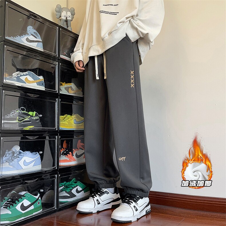 2025冬季新款内景大码加绒菠萝格刺绣卫裤M-5XHK23865-特P35，男装休闲裤，电商A022