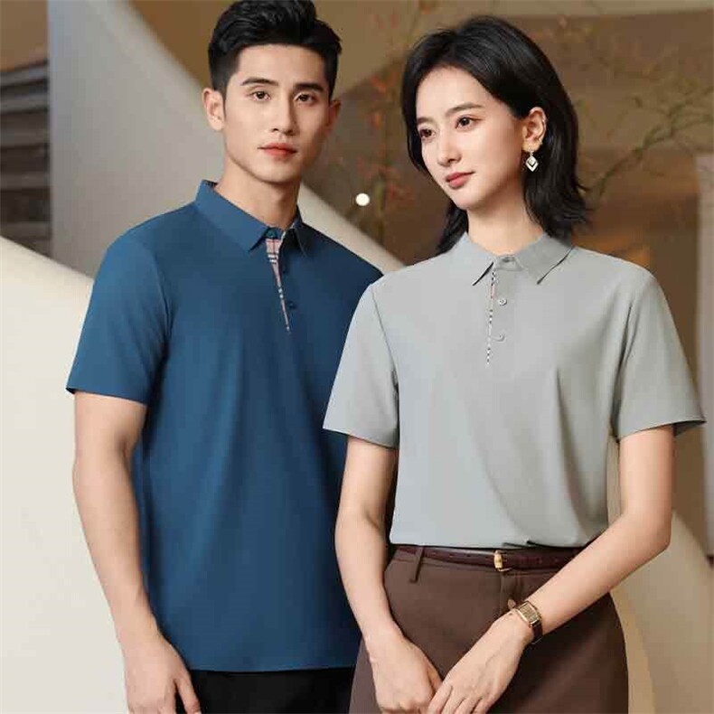 2025春夏高级感冰丝无痕POLO衫男女工作服团服LOGO刺绣L99205P48,男装Polo衫,星座1602B（原101B-1）
