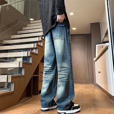 A178秋冬新款美式休闲牛仔裤男宽松直筒做旧扎染C69P55限价75，男装牛仔裤，电商A178