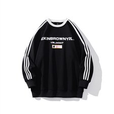 2026中性风三杠条纹圆领字母印花休闲大码M-5XL卫衣男WY77765P48，男装卫衣，星座227-7