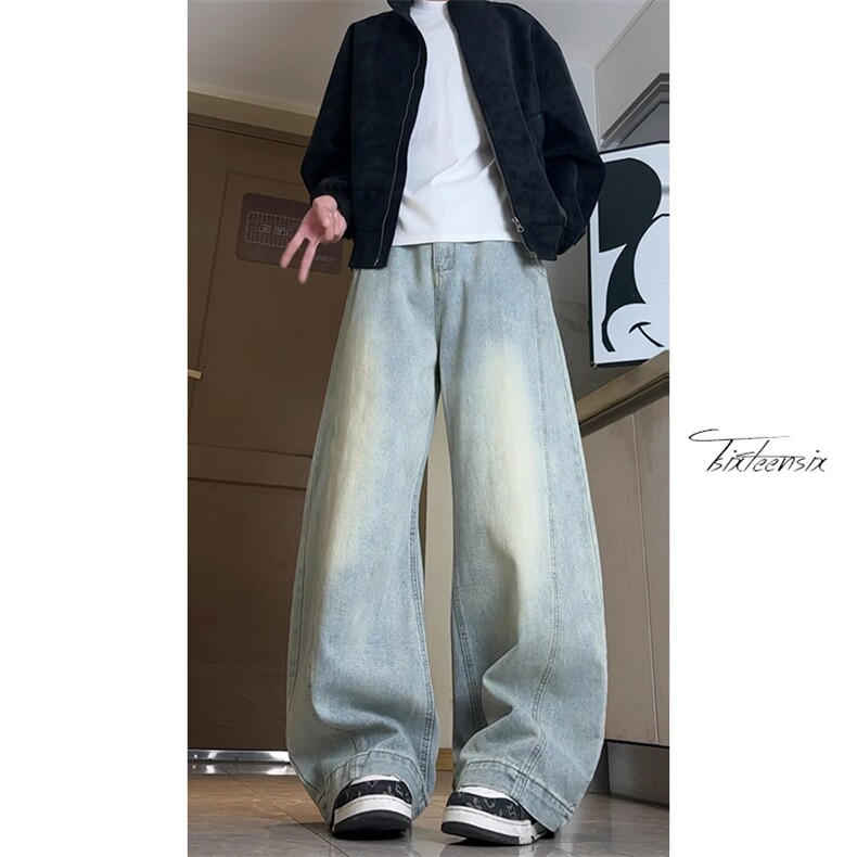 美式弯刀牛仔裤男宽松阔腿长裤A166-NL5702-特P40加绒50控78图片