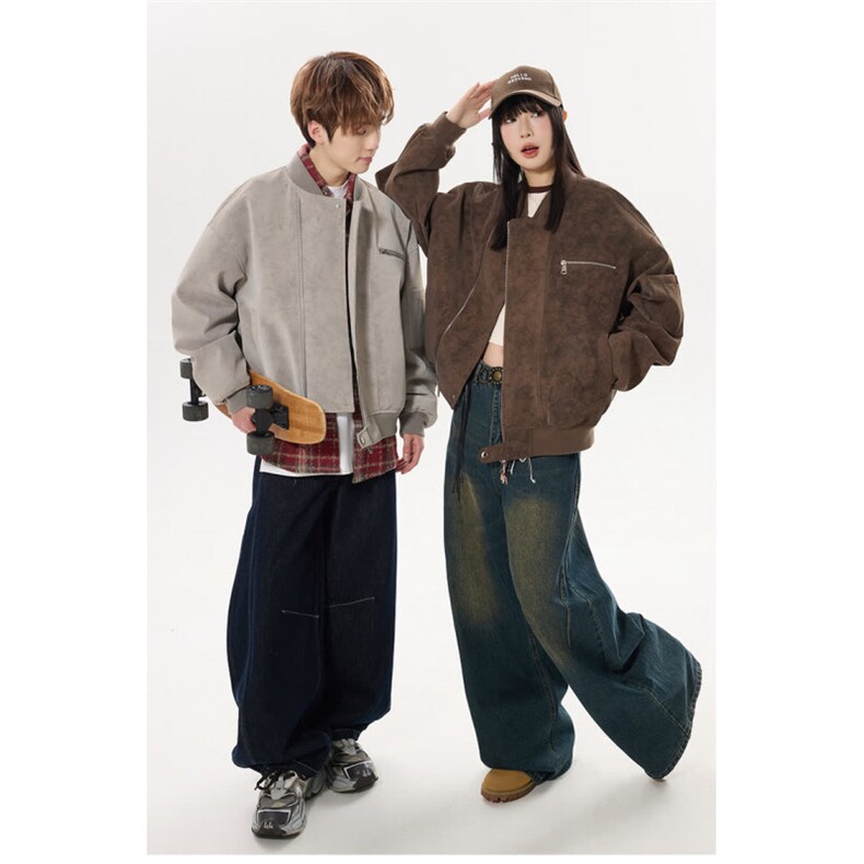 美式复古机车皮衣高级感廓形外套痞帅街头飞行夹克Y1037-P89网图，男装夹克，电商B245