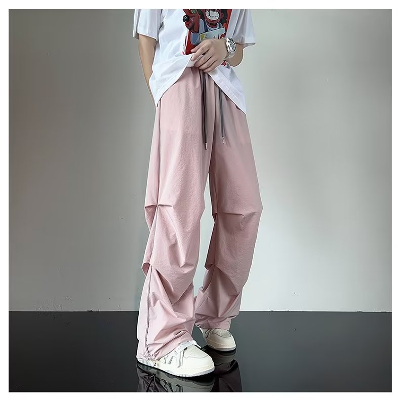 高街抽绳束脚裤休闲裤男宽松设计粉色裤子降落伞AK411-P38,男装休闲裤,星座1001-1
