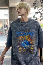 复古美式做旧短袖潮流男生宽松印花T恤上衣JK23274-p45-控58，男装T恤，星座605(原A050)
