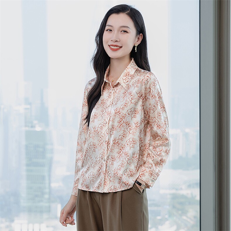 重磅高级感轻奢减龄洋气印花真丝衬衫女长袖2026春新款真丝上衣,女装衬衫,阿舍尔精品