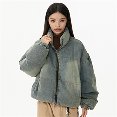 现货新款复古牛仔羽绒服港风宽松情侣中性225-2-Y202-P218，男装羽绒服，星座225-2