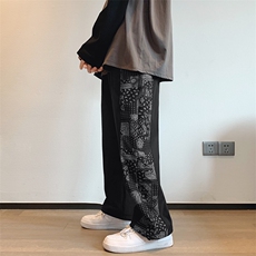 ins潮牌直筒运动宽松腰果花男休闲裤高街bf情侣宽松裤K454-P30，男装休闲裤，星座512-2