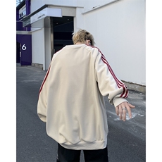 撞色条纹卫衣男春季宽松美式vintage情侣外套潮牌高街设计感上衣，男装卫衣，星座410-7