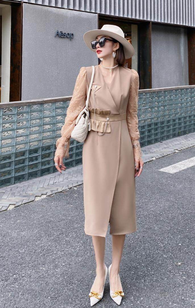 蕾丝袖连衣裙，女装连衣裙，斯瑞威