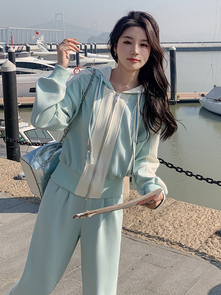 春现-时尚撞色运动风休闲卫衣套装B190-2819-P165-K228,女装套装/套裙,2B190