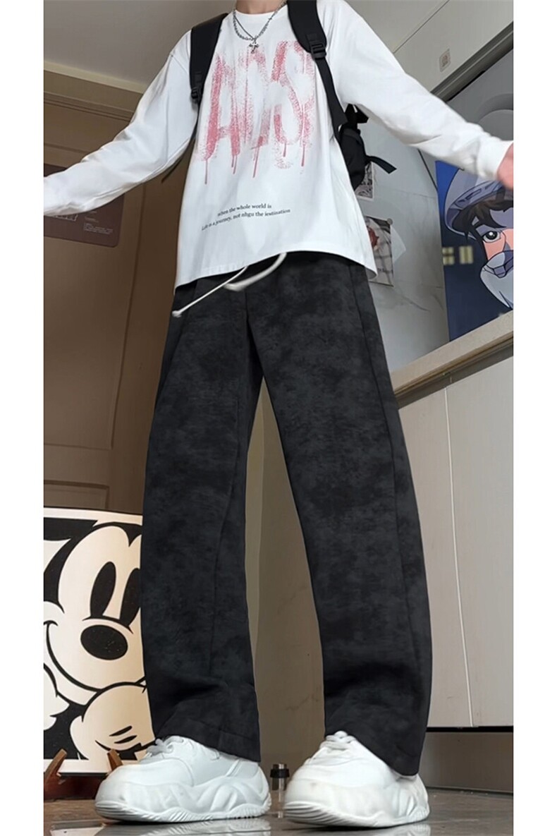 秋季新款美式扎染脏脏裤男款痞帅宽松垂感长裤子-A1157TP40控60,男装休闲裤,电商B241