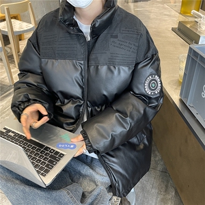 高品质！PU皮棉服冬季宽松港风棉衣立领冬装棉袄PM01-P115限158图片
