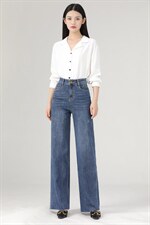 秋冬新款现货，高腰白搭阔腿拖地牛仔裤 26-31，女装牛仔裤，艺尚丽人