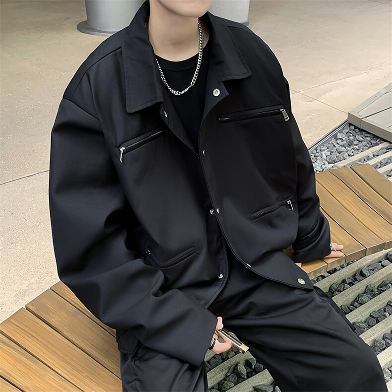 高级感小众短款夹克男宽松秋冬金属拉链设计感外套潮JK0858-P80,男装夹克,星座308B-1