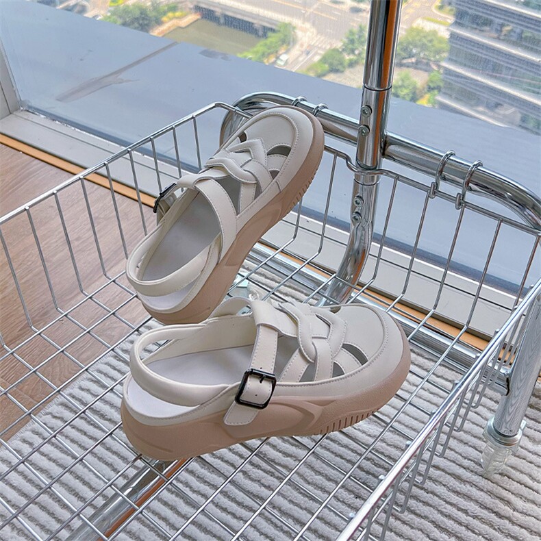 真皮镂空凉鞋2024夏季新款女士运动包头凉鞋潮款休闲平底爱心女鞋,女鞋凉鞋,电商A223