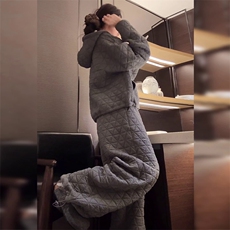 女秋冬减龄棉服宽松卫衣两件套洋气潮，女装套装/套裙，江南