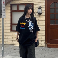 万针全刺绣工艺抖音得物高品质260克重磅纯棉双纱美式高街短袖T恤，男装T恤，电商A486