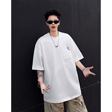 C507P33ins美式青少年重磅印花T恤男夏季宽松口袋潮牌短袖上衣服，男装T恤，星座512-6