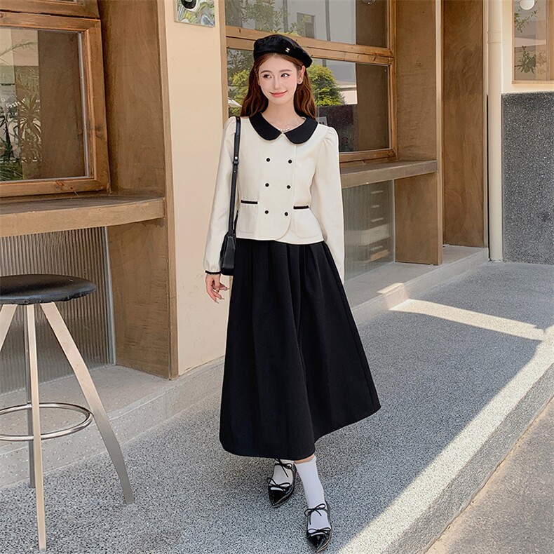 【新品首-发】韩系简约甜美娃娃领套装ZB212-2383-P165-K218,女装套装/套裙,浙宝285（原212）
