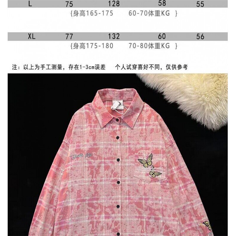 网络图现货蝴蝶刺绣格子衬衫潮牌外套RK375-P60,男装衬衫,星座1005-4