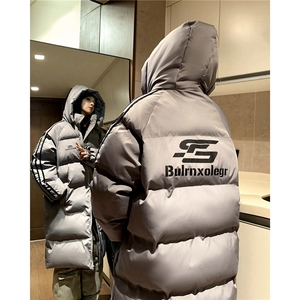中性 过膝棉衣 织带三条杠长款加厚情侣羽棉服 外套男 G1076 P168图片