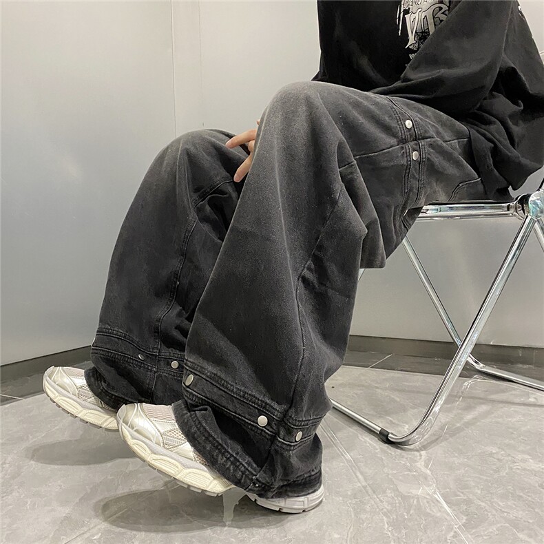 牛仔裤男美式高街潮牌嘻哈阔腿长裤宽松直筒N08185-P50,男装牛仔裤,星座308B-1