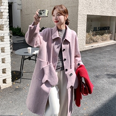 新款2B114P255K345秋冬时尚减龄配手套单排扣呢子外套女装，女装毛呢外套，2B114