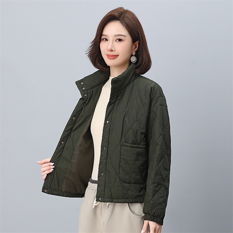 时尚立领拼接针织棉服宽松显瘦保暖外套,女装棉衣/棉服,叶笙衣