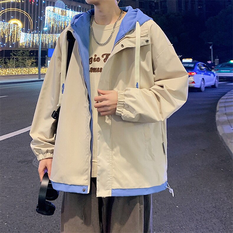 2025春秋新款假两件夹克男设计感小众连帽休闲外套港风2362-P60,男装夹克,星座1403B