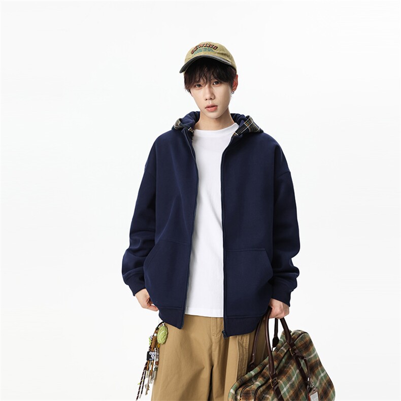 311B-1-8979-P53控89时尚高街拉链卫衣拼接宽松休闲百搭上，男装卫衣，星座311B-1