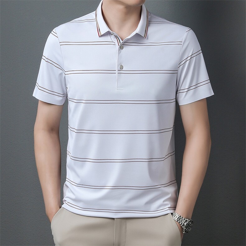 夏季新款男士翻领短袖t恤中年有领男装上衣服休闲POLO衫图片