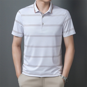 夏季新款男士翻领短袖t恤中年有领男装上衣服休闲POLO衫图片