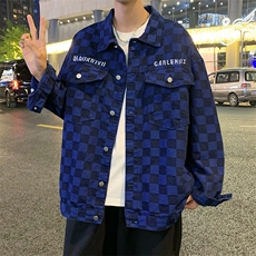 夹克男韩版潮流格子2023秋冬季新款ins宽松百搭帅气外套W3052-P55，男装夹克，星座412-3