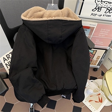 美式夹克男冬季加绒加厚棉服帆布棉衣外套MY9806-P183可拆卸帽子，男装夹克，星座308B-1